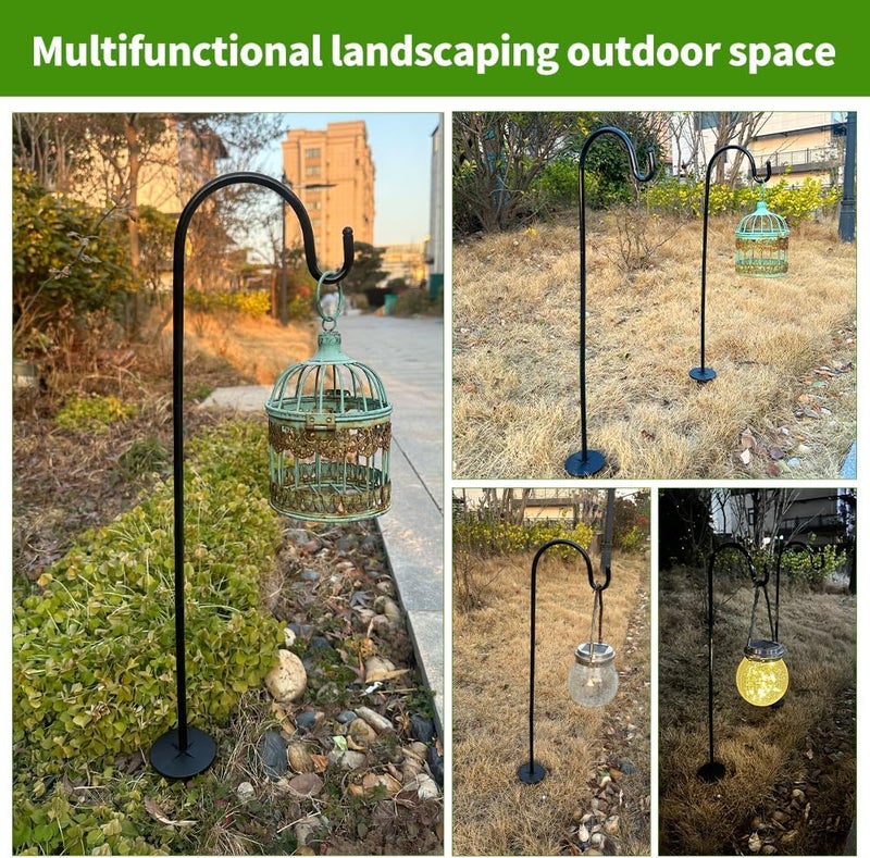 Baooery 4 Pack of Adjustable Outdoor Shepherds Hooks, Heavy Duty Iron Garden Stakes Outdoor Garden Hook for Solar Lights, Lanterns, Plants & Weddings- Base Included - Image 4